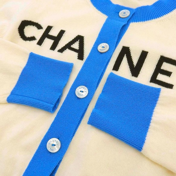 Cardigan Chanel CHA NEL blanc bleu FR 36 - Picture 4 of 6